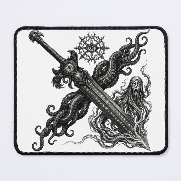 Item preview, Monochrome Hexblade Warlock Sword - Black and White DND Art designed and sold by Genkiess.