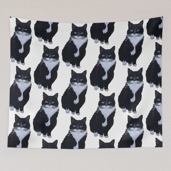 Item preview, Tuxedo cat- Bicolor cat-Moo cat-handembroidered designed and sold by Alsa.handembroidery.