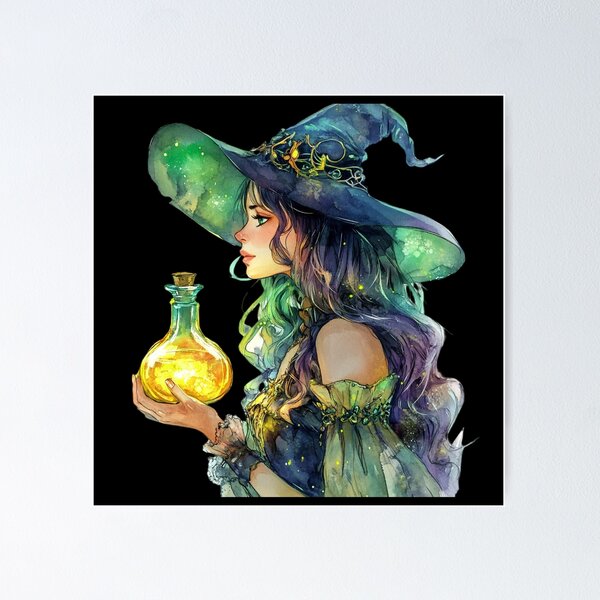 Item preview, Enchanting Witch with Glowing Potion designed and sold by ilkansiturikman.