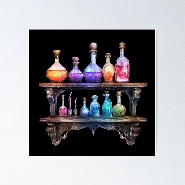 Item preview, Colorful Potion Bottles on Shelf designed and sold by ilkansiturikman.