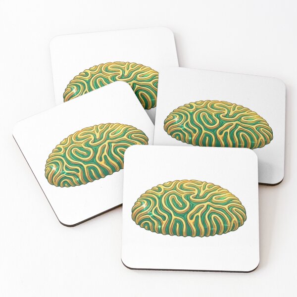 Item preview, Platygyra Maze Brain Coral Green Gold Reef Art designed and sold by KenworksDigital.