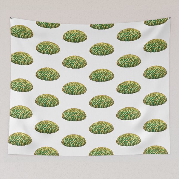 Item preview, Platygyra Maze Brain Coral Green Gold Reef Art designed and sold by KenworksDigital.