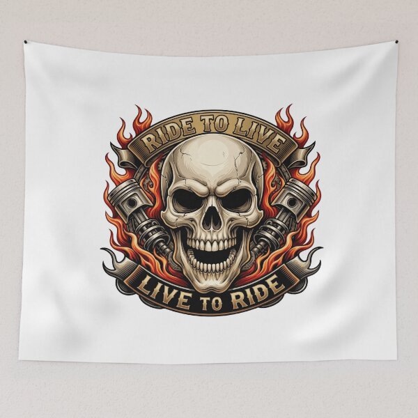 Item preview, Vintage Biker Skull Emblem - Ride to Live designed and sold by interdesigner.