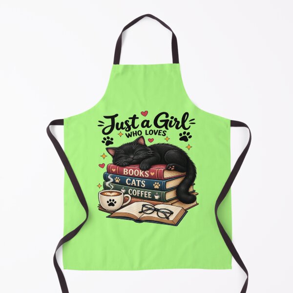 Item preview, Just A Girl Who Loves Books Cats and Coffee - Cute Black Cat Retro Art designed and sold by SilverLook48.