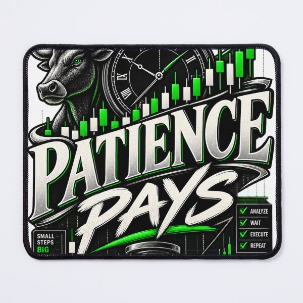 Item preview, Patience Pays Day Trading Motivation designed and sold by NovaMoodCo.