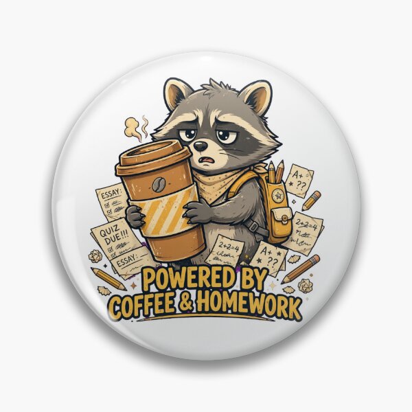 Item preview, Powered by Coffee and Homework Funny Raccoon Student Shirt designed and sold by Penguin Mood .