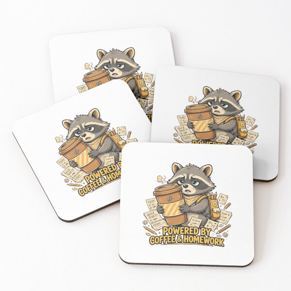 Item preview, Powered by Coffee and Homework Funny Raccoon Student Shirt designed and sold by Penguin Mood .