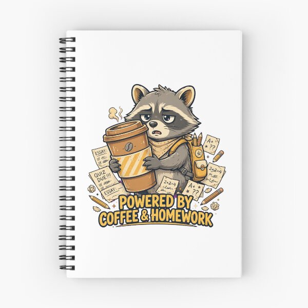 Item preview, Powered by Coffee and Homework Funny Raccoon Student Shirt designed and sold by Penguin Mood .