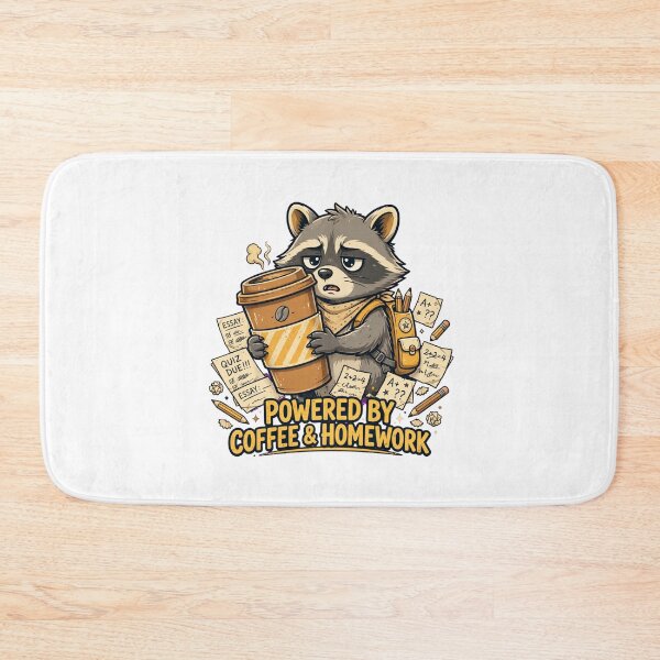 Item preview, Powered by Coffee and Homework Funny Raccoon Student Shirt designed and sold by Penguin Mood .