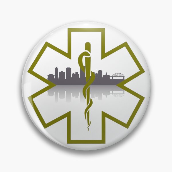 Item preview, City of Rockford Skyline EMS Star of Life (White Background) designed and sold by FireEMSDesigns.