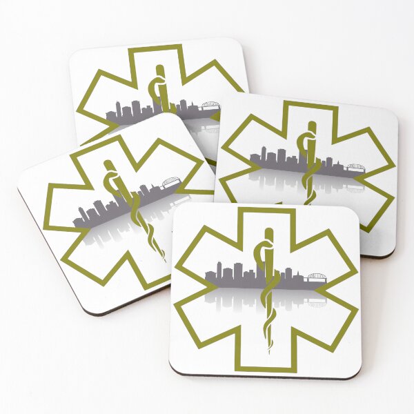 Item preview, City of Rockford Skyline EMS Star of Life (White Background) designed and sold by FireEMSDesigns.