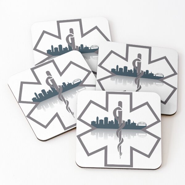 Item preview, City of Rockford Skyline EMS Star of Life (White Background) designed and sold by FireEMSDesigns.