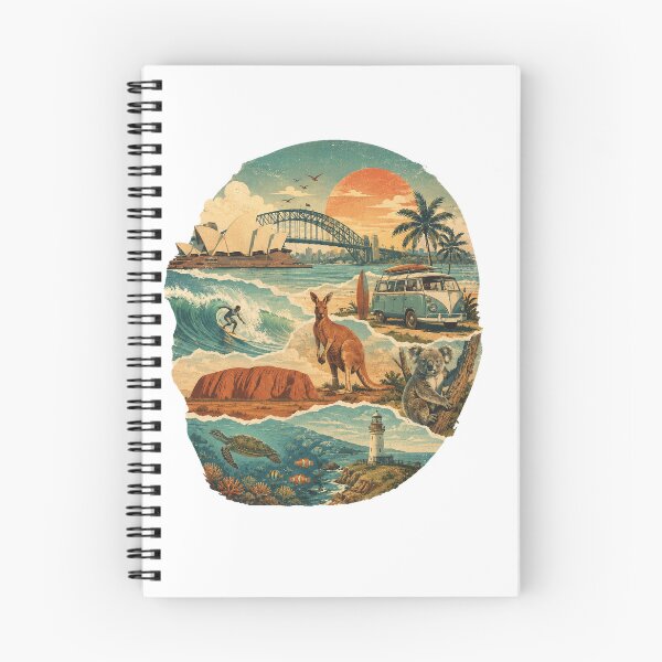 Item preview, Vintage Australia Travel Collage with Iconic Landscapes designed and sold by RiderSpoon.