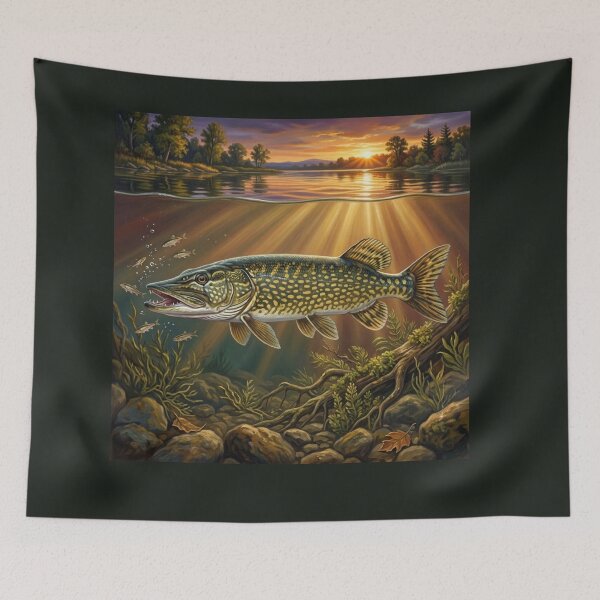 Item preview,  Northern Pike – Premium Predator Fishing Illustration designed and sold by Northbound Trail.