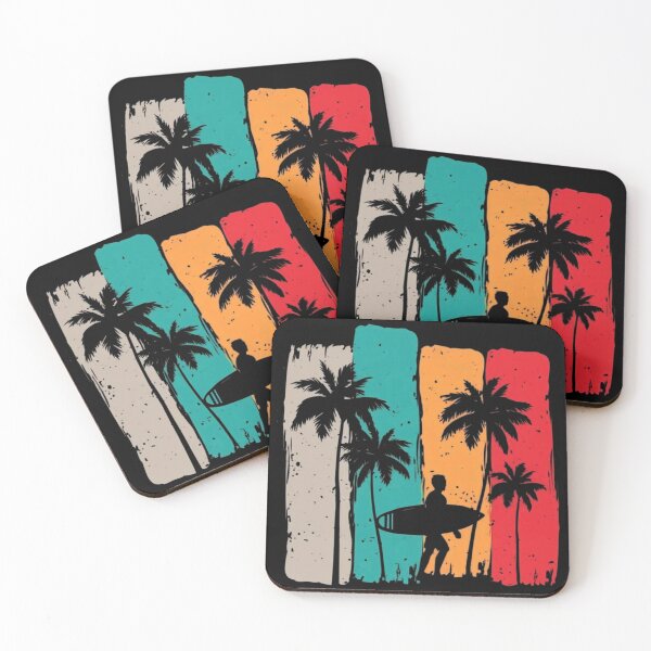 Item preview, Retro Surfing Palm Trees Sunset Tropical Beach Vintage Style designed and sold by anemiche.