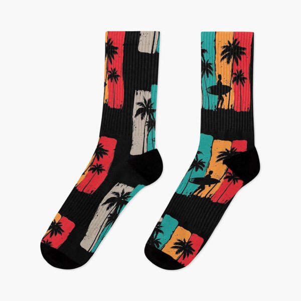 Artikelvorschau, Retro-Surfen, Palmen, Sonnenuntergang, tropischer Strand, Vintage-Stil entworfen und verkauft von anemiche.