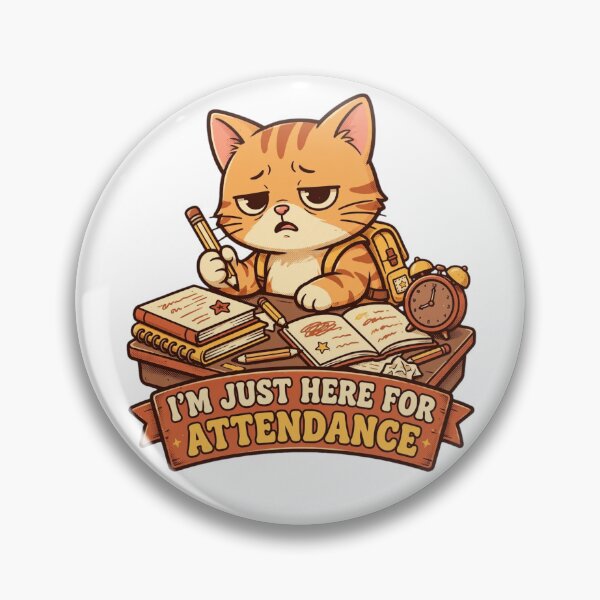 Item preview, I'm Just Here for Attendance Funny Grumpy Cat Student Shirt designed and sold by Penguin Mood .