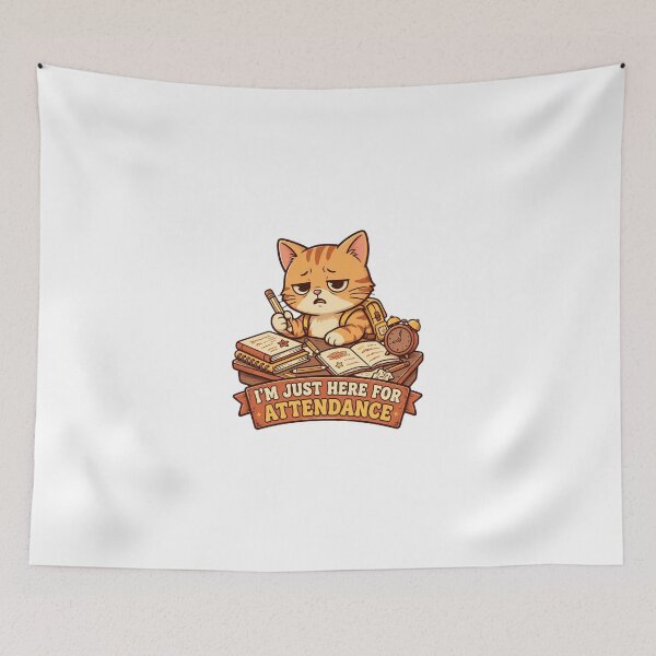 Item preview, I'm Just Here for Attendance Funny Grumpy Cat Student Shirt designed and sold by Penguin Mood .
