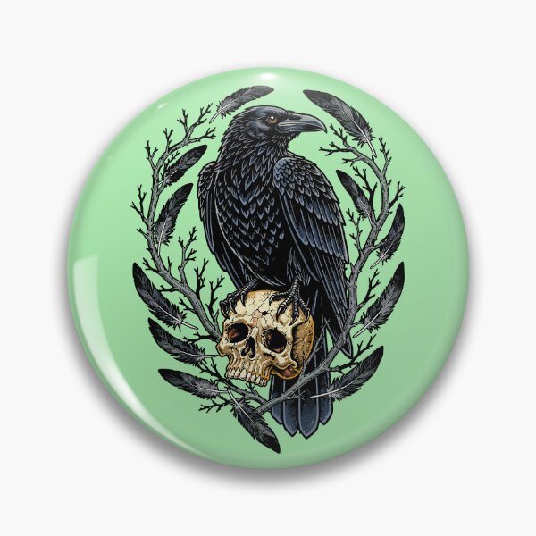 Item preview, Dark Raven Perched Skull Branch Wreath designed and sold by Romgora.