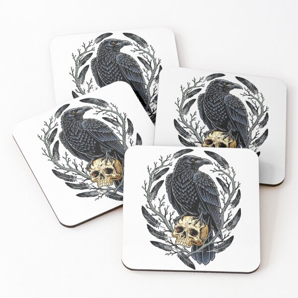 Item preview, Dark Raven Perched Skull Branch Wreath designed and sold by Romgora.