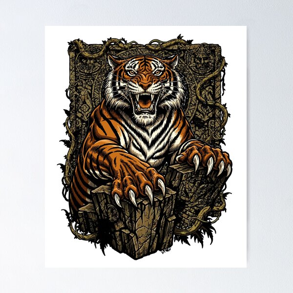 Item preview, Fierce Roaring Tiger Ancient Jungle Predator designed and sold by Romgora.