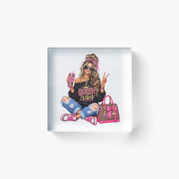Item preview, Queen Vibes Glam Leopard Fashion Woman – Pink Leopard & Gold designed and sold by ArtSpark Studio.
