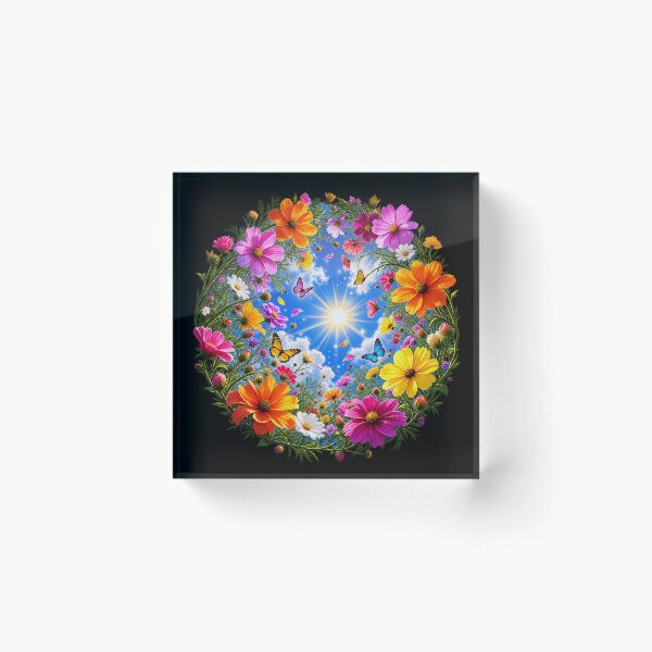 Item preview, Celestial Garden Bloom – Colorful Sunlit Floral Wreath designed and sold by TroviTutto.