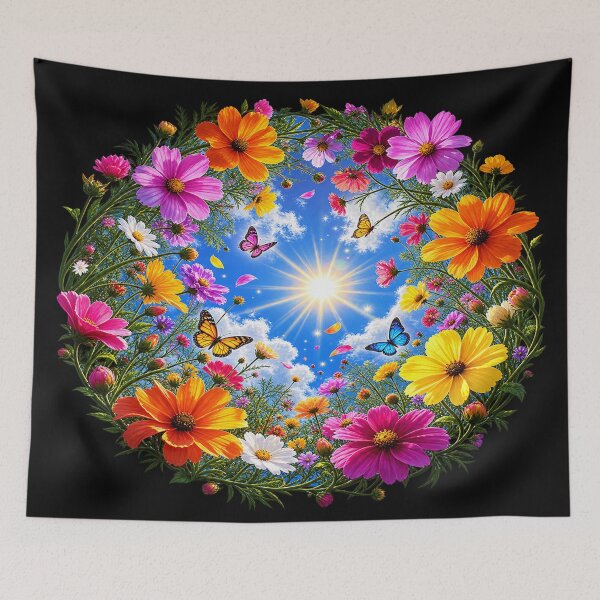 Item preview, Celestial Garden Bloom – Colorful Sunlit Floral Wreath designed and sold by TroviTutto.
