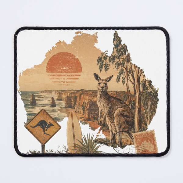 Item preview, Vintage Australia Collage with Kangaroo and Surf Coast designed and sold by RiderSpoon.