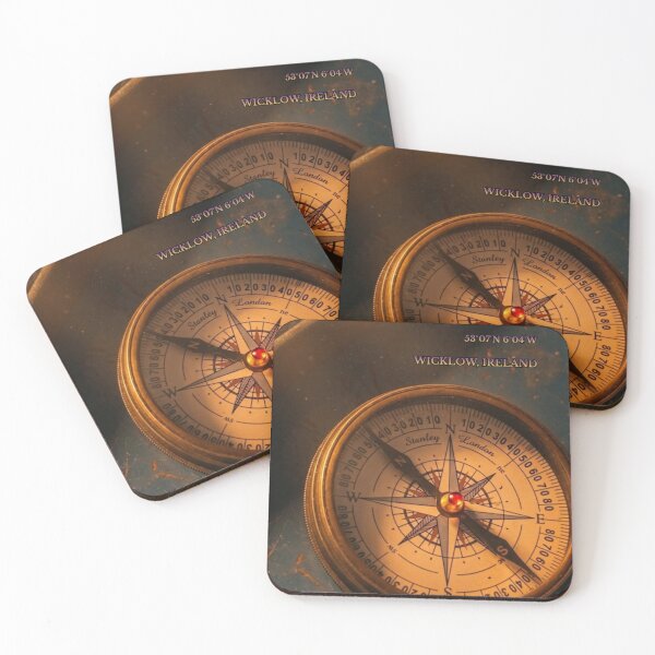 Item preview, Wicklow Ireland Vintage Brass Compass - Coordinates Travel Art designed and sold by SDKENERGY.