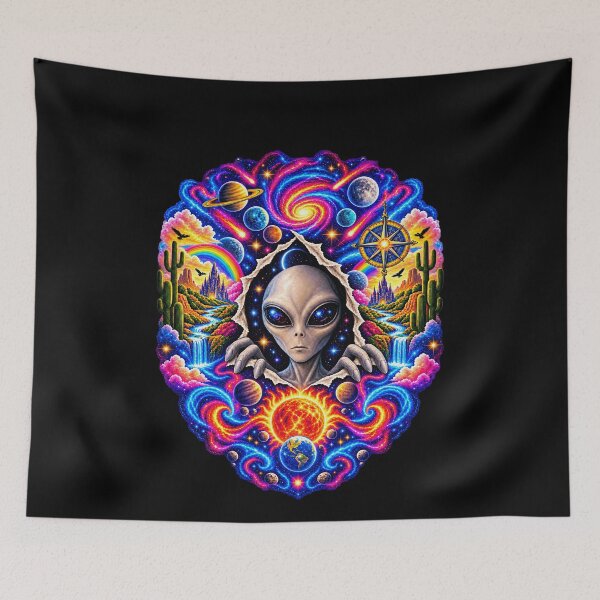 Item preview, Funny Psychedelic Alien Cosmic Portal Space Art designed and sold by elderberry.