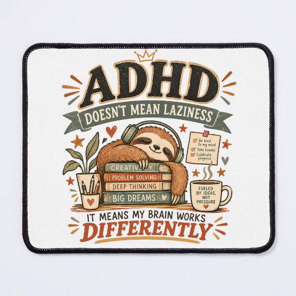 Item preview, ADHD Doesn’t Mean Laziness It Means My Brain Works Differently Quote Sloth designed and sold by Marti’s Shop Corner.
