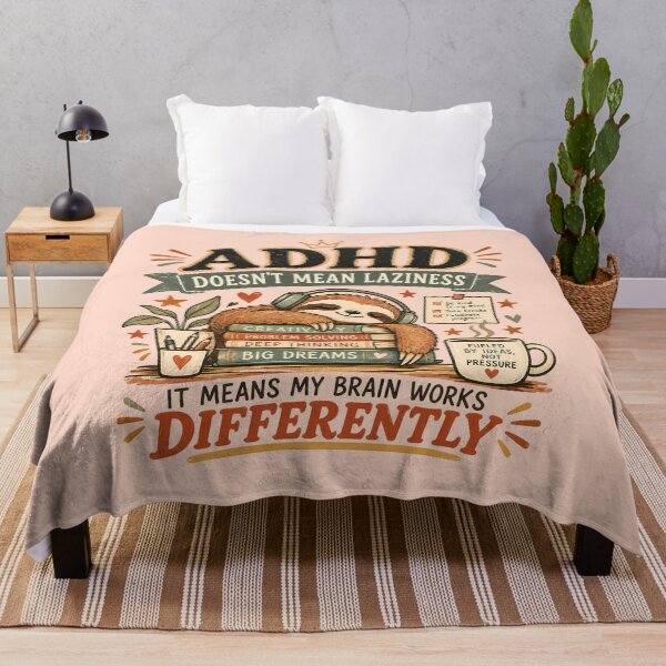Item preview, ADHD Doesn’t Mean Laziness It Means My Brain Works Differently Quote Sloth designed and sold by Marti’s Shop Corner.