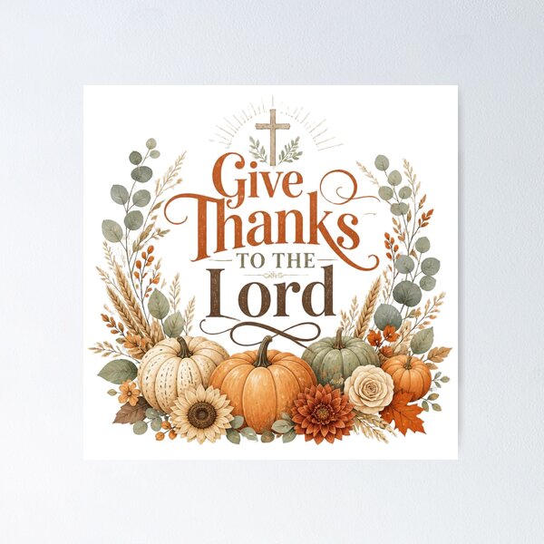 Item preview, Give Thanks to the Lord Christian Fall Thanksgiving Design designed and sold by Illustrated Faith.