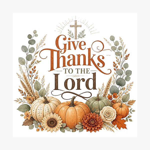 Item preview, Give Thanks to the Lord Christian Fall Thanksgiving Design designed and sold by Illustrated Faith.