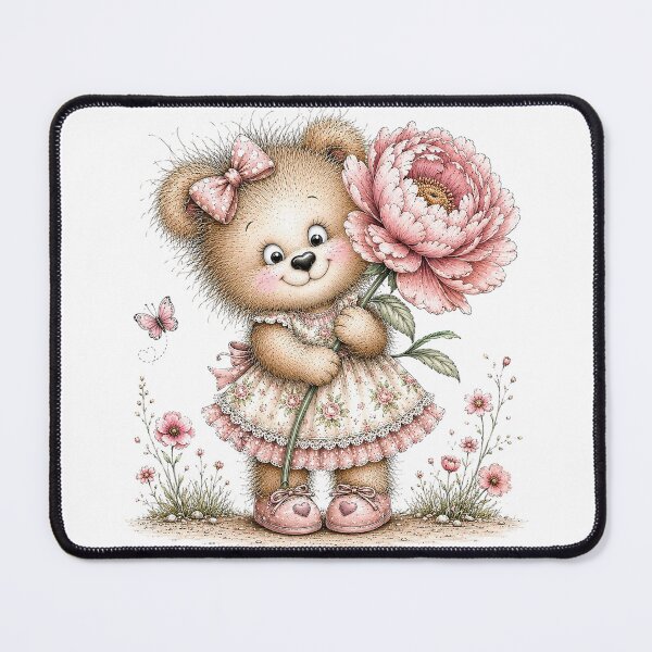 Item preview, Cute Bear with Peony Flower designed and sold by PetalGarden.