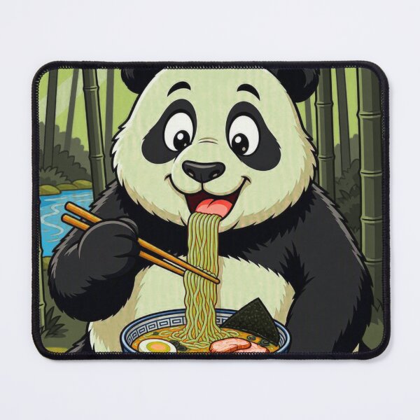 Item preview, Cute Panda Eating Ramen in a Bamboo Forest designed and sold by Lougud.