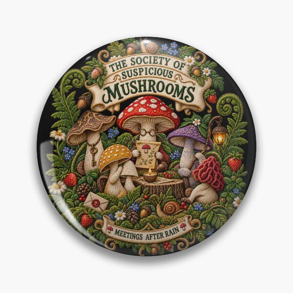 Item preview, Mushroom Cottagecore Embroidery – Society of Suspicious Mushrooms Funny Woodland Art designed and sold by Emoji Emblems.