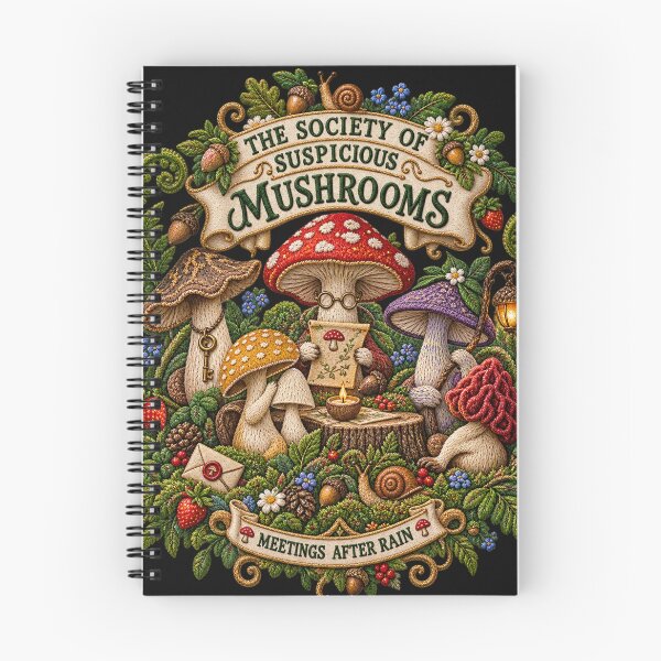 Item preview, Mushroom Cottagecore Embroidery – Society of Suspicious Mushrooms Funny Woodland Art designed and sold by Emoji Emblems.