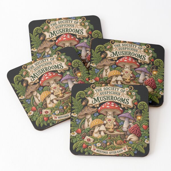 Item preview, Mushroom Cottagecore Embroidery – Society of Suspicious Mushrooms Funny Woodland Art designed and sold by Emoji Emblems.