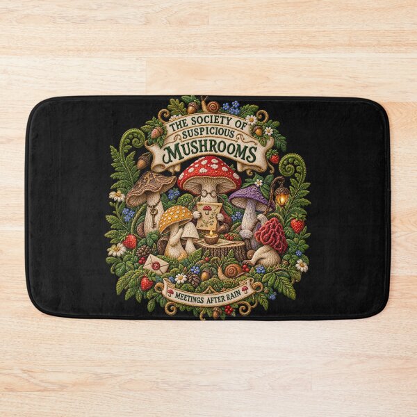 Item preview, Mushroom Cottagecore Embroidery – Society of Suspicious Mushrooms Funny Woodland Art designed and sold by Emoji Emblems.