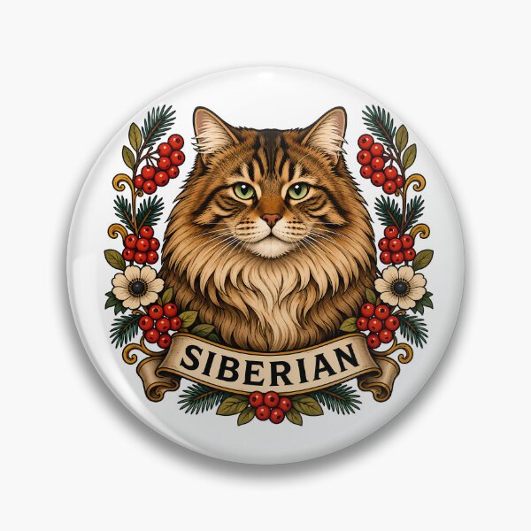 Item preview, Siberian Cat Vintage Forest Tattoo Art designed and sold by Old's Cool Cat Studio.