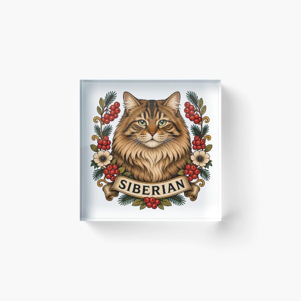 Item preview, Siberian Cat Vintage Forest Tattoo Art designed and sold by Old's Cool Cat Studio.