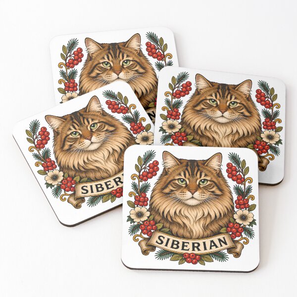Item preview, Siberian Cat Vintage Forest Tattoo Art designed and sold by Old's Cool Cat Studio.