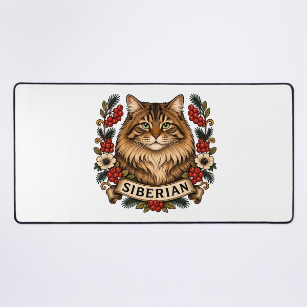 Item preview, Siberian Cat Vintage Forest Tattoo Art designed and sold by Old's Cool Cat Studio.