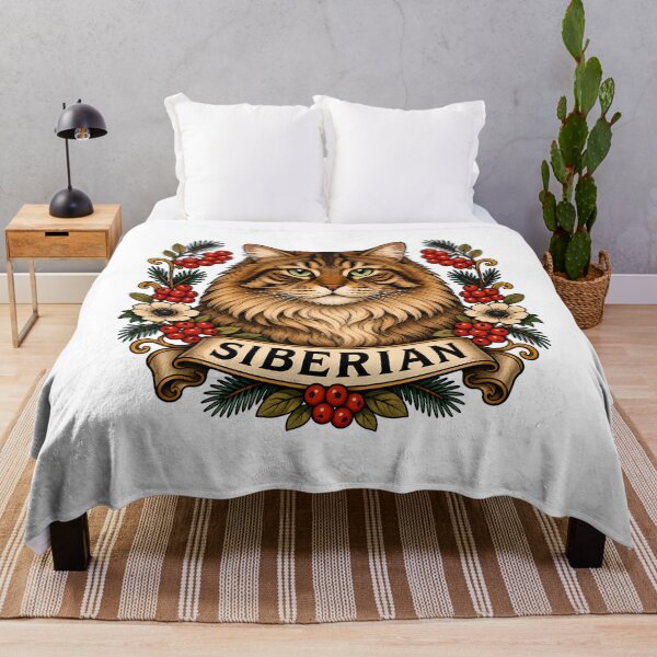 Item preview, Siberian Cat Vintage Forest Tattoo Art designed and sold by Old's Cool Cat Studio.