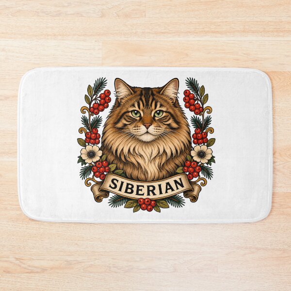 Item preview, Siberian Cat Vintage Forest Tattoo Art designed and sold by Old's Cool Cat Studio.