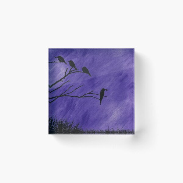 Item preview, Silhouette of Birds on Bare Branches Against a Purple Sky designed and sold by Lougud.