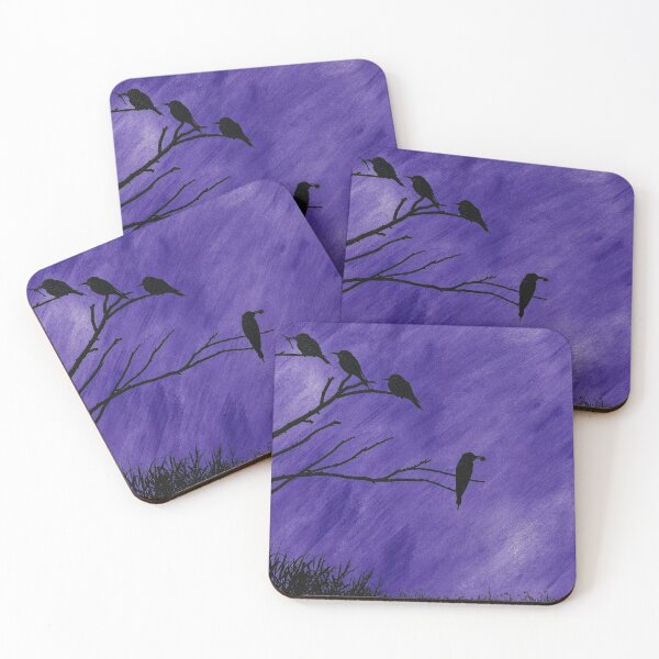 Item preview, Silhouette of Birds on Bare Branches Against a Purple Sky designed and sold by Lougud.