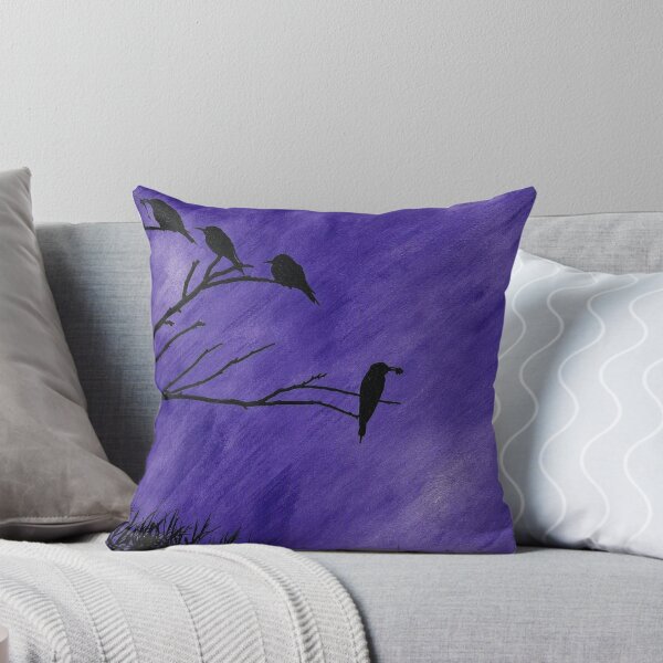 Item preview, Silhouette of Birds on Bare Branches Against a Purple Sky designed and sold by Lougud.